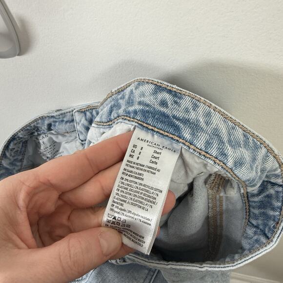 American Eagle Super High Rise Baggy Wide Leg Jeans Light Wash Womens 8 Short - Picture 8 of 10